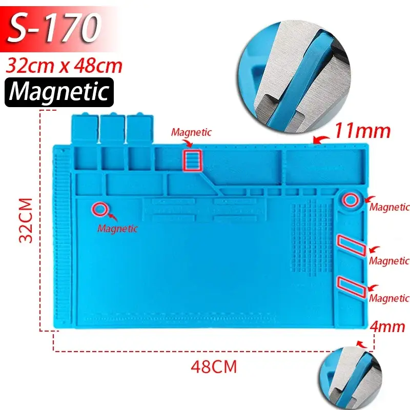 Soldering Station Mat Silicone Work Mat Heat Resistant 932°F Anti-Static Magnetic Mat for Electronic Phone Laptop Watch Repair - Image 13