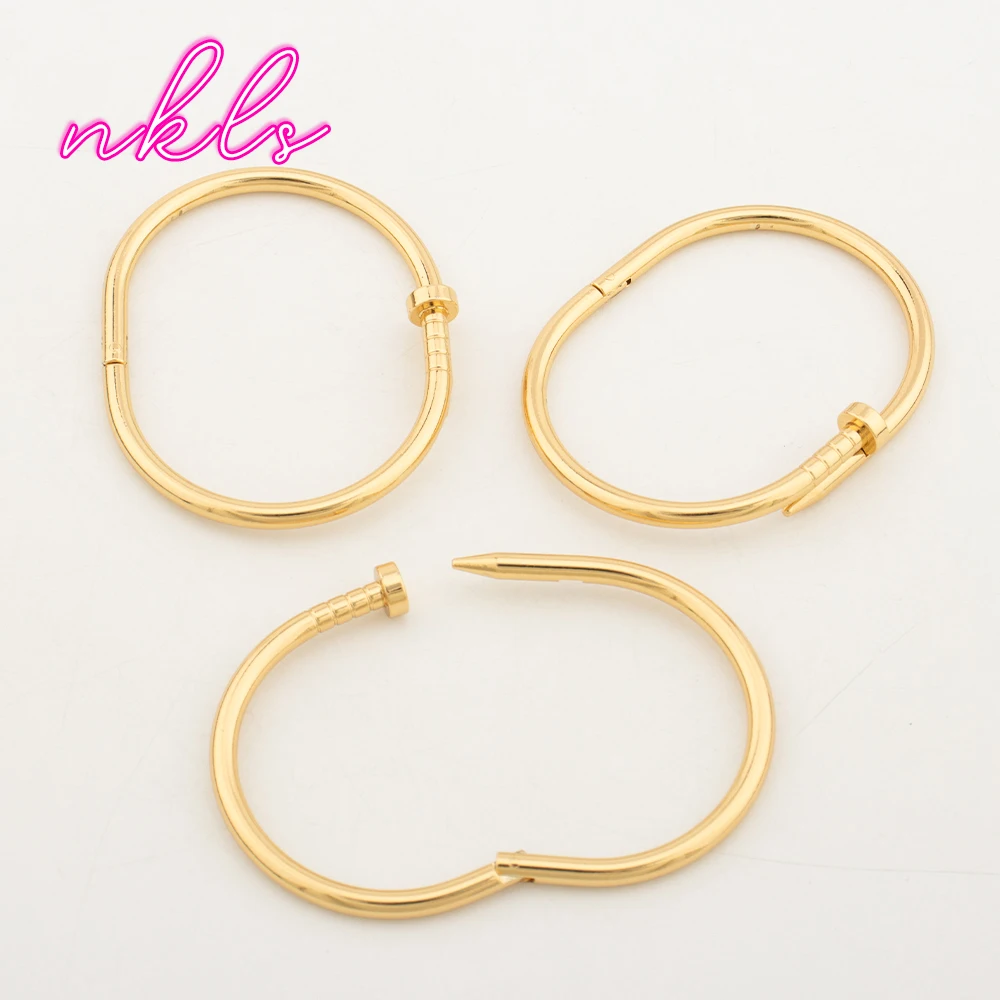 Simple Nail Bangle Bracelet Luxury Copper Jewelry Women's Punk Style Metal Bracelet Charms Gold Plated Hand Jewelry bangle bracelet