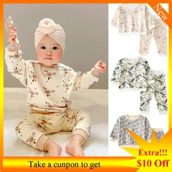 Ensemble de vêtements pour nouveau né, 2 pièces, chemise à manches longues + pantalon, pour fille et garçon, tenues pour enfants, printemps automne 