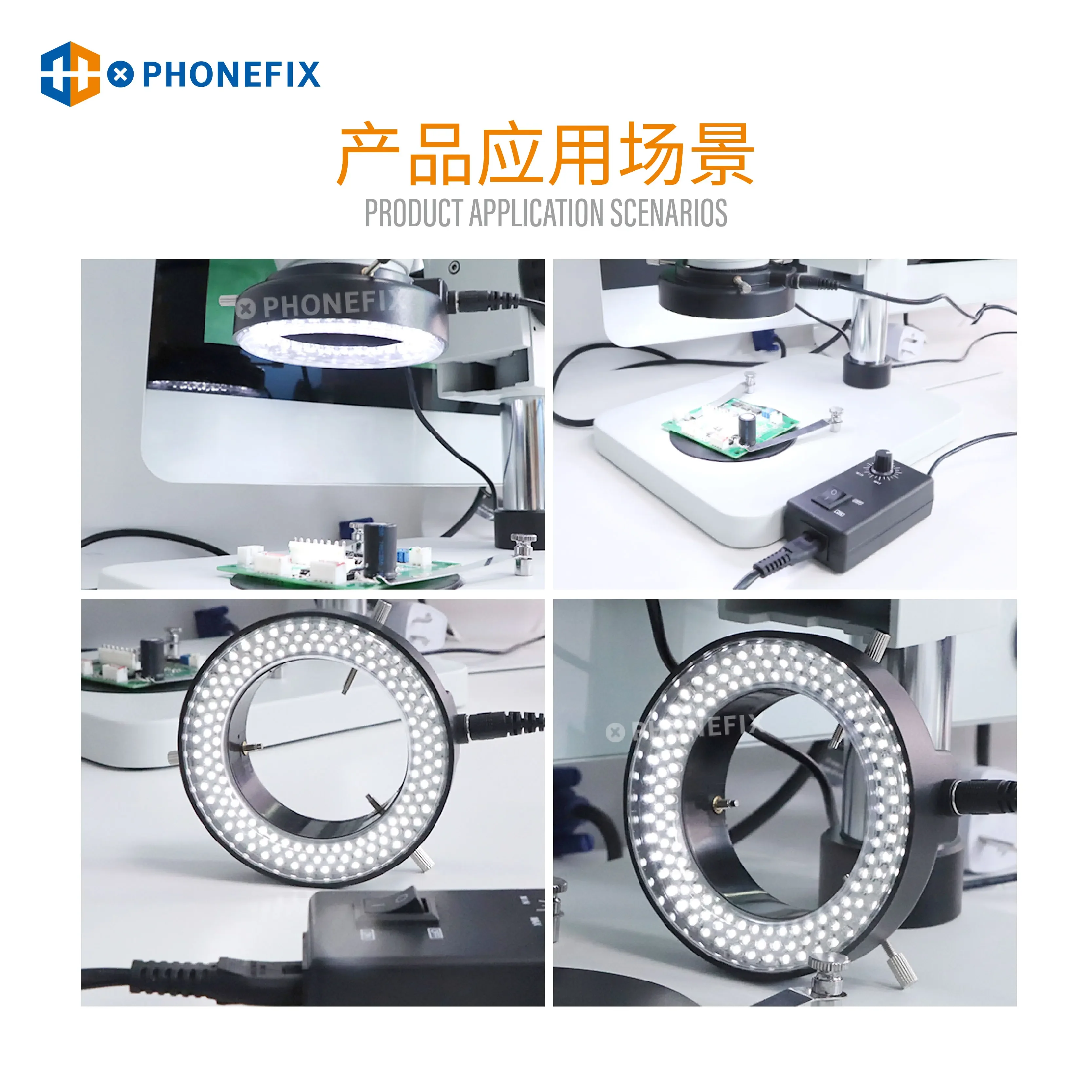 Adjustable 144 60 LED Ring Light 0-100% Illuminator Lamp For Industry Stereo Camera Microscope Magnifier Circle Light Source 6