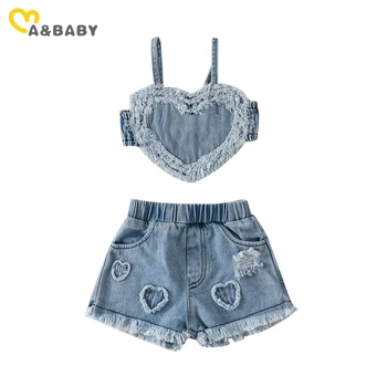 ma&baby 3-24M Neonato Ragazza Copre Gli Insiemi Infantile Del Bambino Denim Abiti Moda Cuore Crop Top Pantaloncini Abbigliamento Estivo