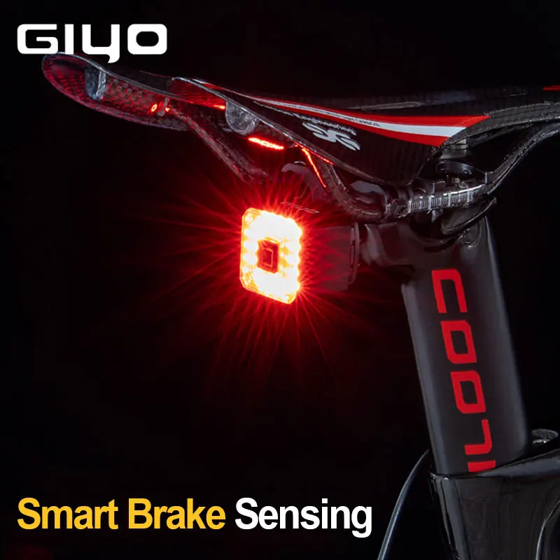 GIYOSmartAutoBicycleBrakeLightTailRearSensingLightUSBCycling