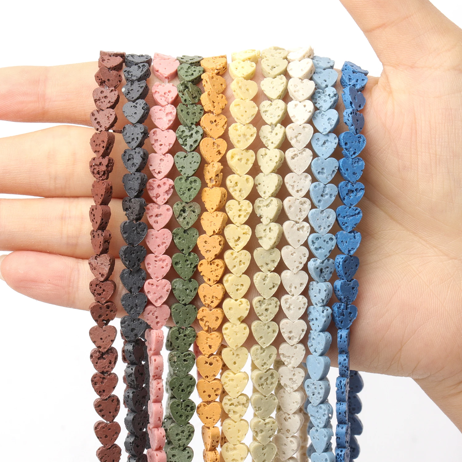 

6x2mm Natural Lava Stone Multicolor Love Loose Spacer Beads For Handmade Jewelry Making DIY Bracelet Necklace Accessories