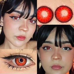 Halloween Cosplay Red Anime Eye Contact Lenses - Graduated Colored Makeup Accessory (Vika Red)