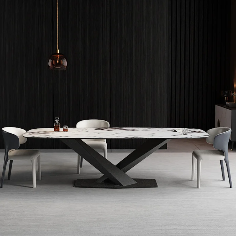 

Rock dining table rectangular simple modern luxury home dining room Italian round table small apartment dining table