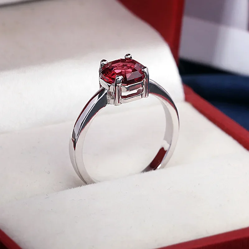 Silver Rings Silver Ring Wedding Rings Gemstone Ring Red Ruby Oval Egg Shape Gemstone Sterling 925 Silver Wedding Rings for Women Bridal Fine Jewelry Engagement