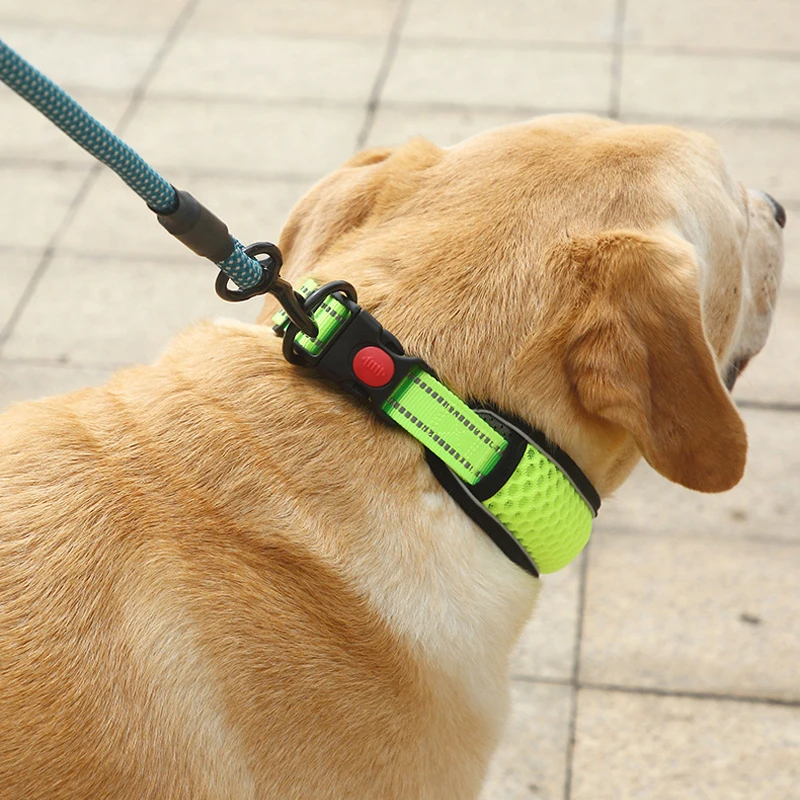 Dog Collar Pet Collar Reflective Soft Neoprene Padded Breathable Nylon Adjustable
