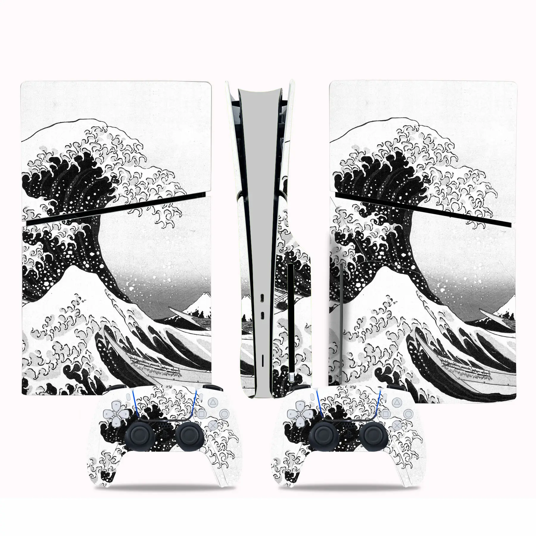 Great Wave Ps5 Slim Disc Skin Sticker Decalcomania Cover Per Console E 2 Controller Nuovo Vinile Adesivo Pelle Disco Sottile Ps5