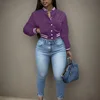 Spring and Autumn European and N Women's Pure Color Jacket Single-breasted Baseball Jacket Jacket 6