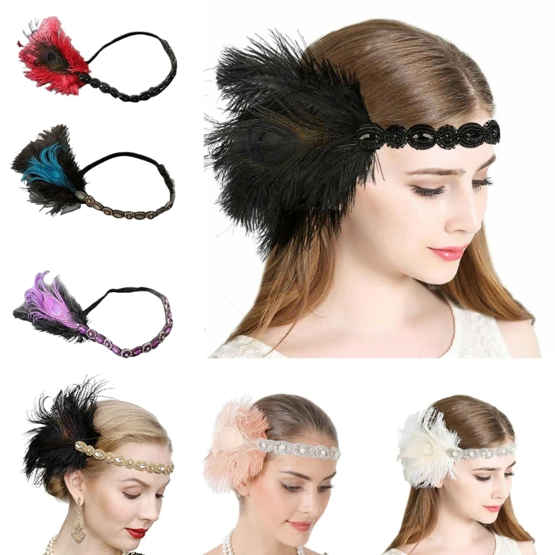 

Mardi Gras Headpiece Feathers Feather Headpiece Woman Carnivals Gatsbys Headpiece Masquerade Headpiece Flapper Headband