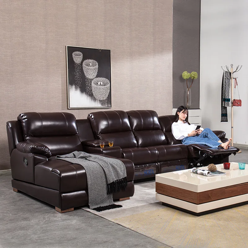 

Lazy sofa combination first-class space capsule electric function sofa modern minimalist small apartment living room leather sof
