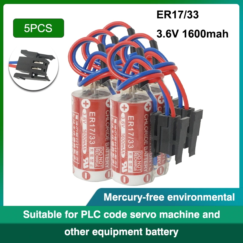 17330, ER17/33, 3G2A9-BAT08 Pack de pilas de Litio 2/3A, 3.6V, 2100MAH