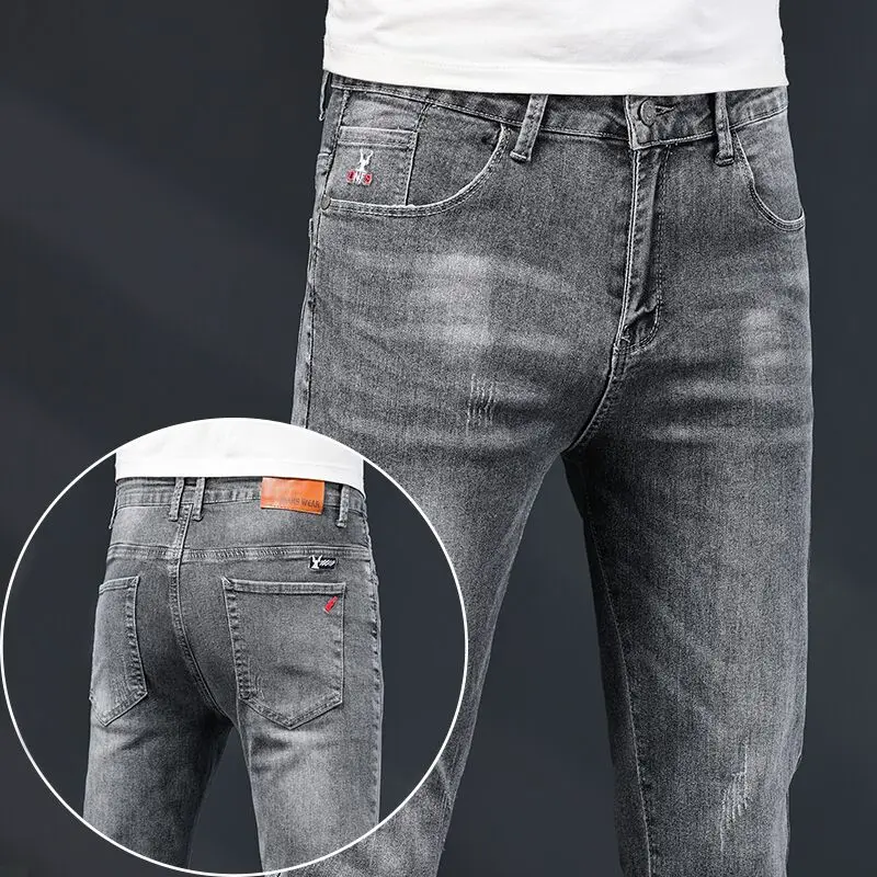 

Fashion Stretch Casual Men Jeans 2023 New Classic Skinny Gray Denim Pants Male Comfortable Brand Clothing Trousers