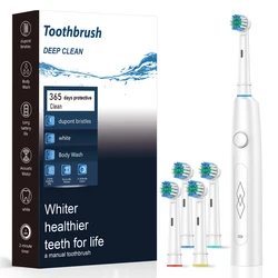 Advanced Rechargeable Intelligent Electric Toothbrush with Soft Bristles (White 4 brushes)
