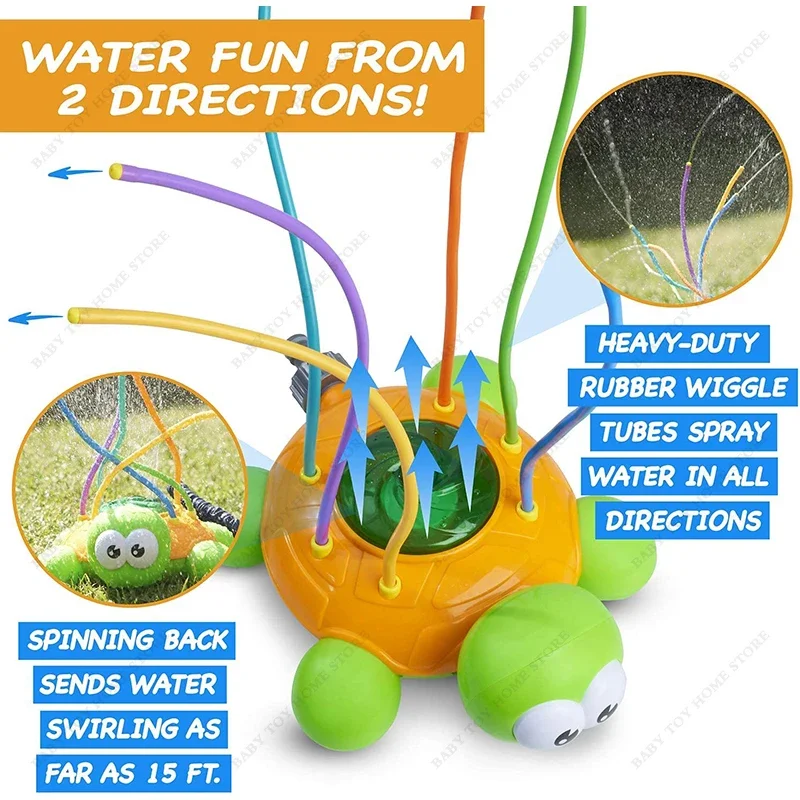 Outdoor Water Spray Sprinkler for Kids and Toddlers Backyard Spinning Turtle Toy Splashing Fun Gifts Kid Boysgirls