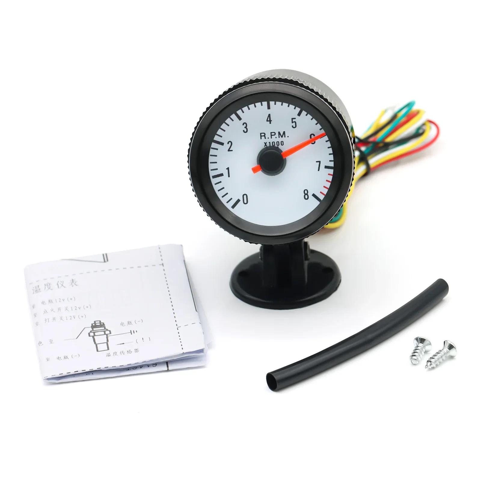 0‑8000RPM Tachometer 52mm Tacho Gauge Blue LED Backlight Universal for 12V Cars