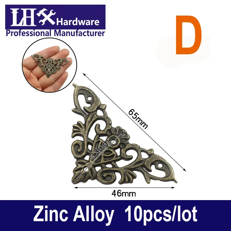 Antique Zinc Alloy Jewelry Gift Box Wood Case Furniture Decorative Corner Protector 10pcs/lot YP96 G