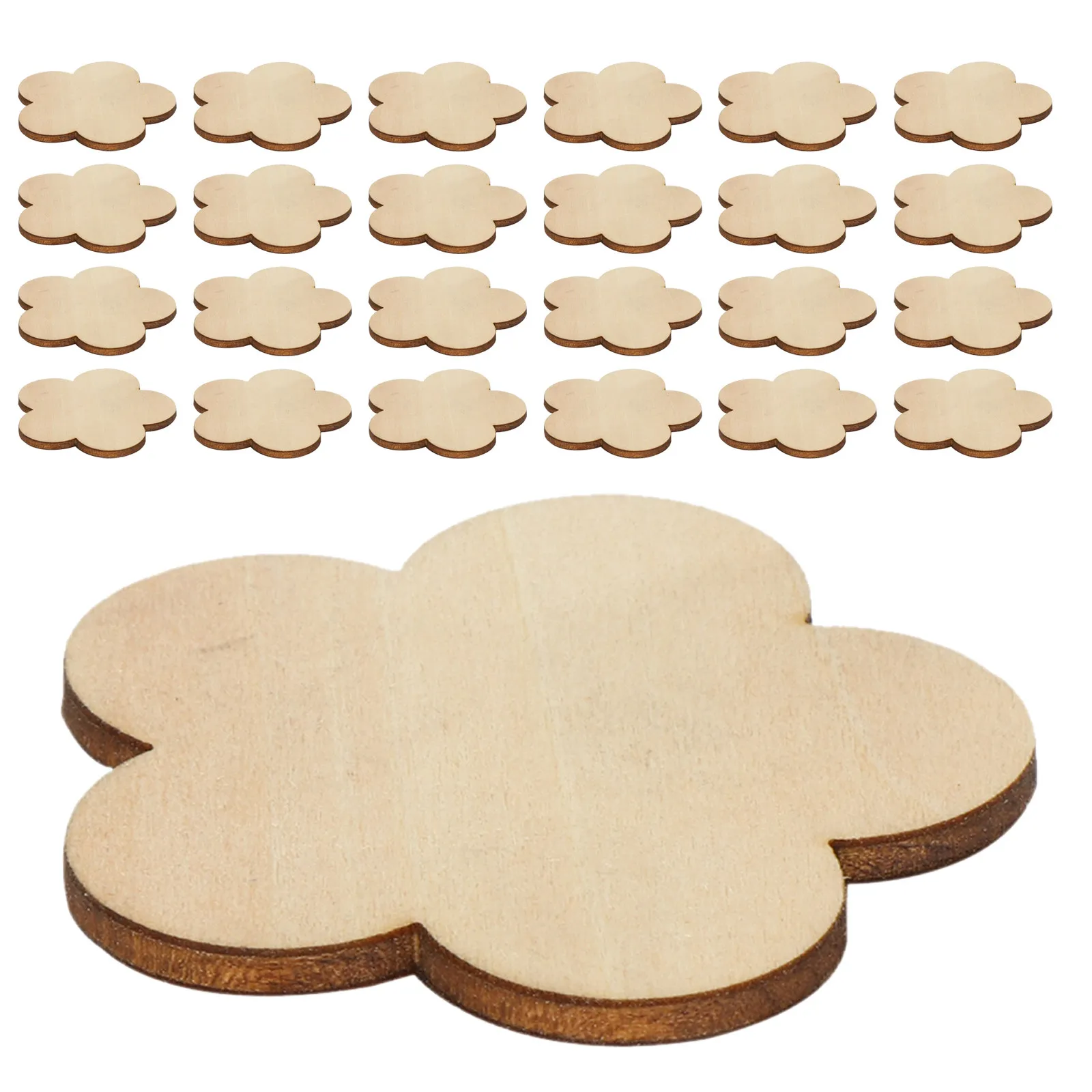 30Pcs 나무 꽃 컷아웃 매화 꽃 미완성 나무 조각 결혼식 홈 장식 DIY 공예..