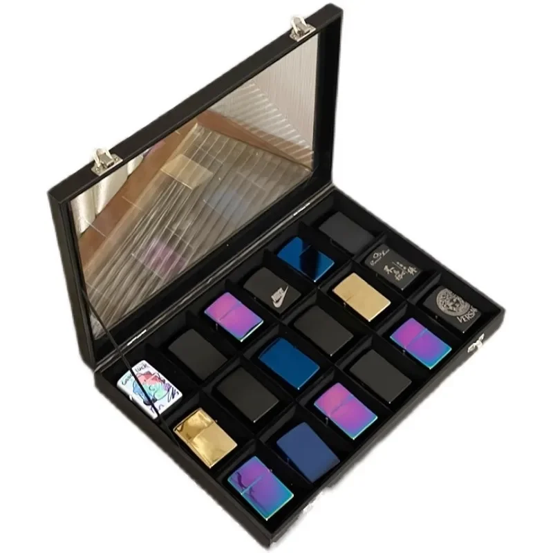 Large Capacity Zippo Matches Storage Box Transparent Glass With Lid Oil Firestone Storage Box For Collectors 5