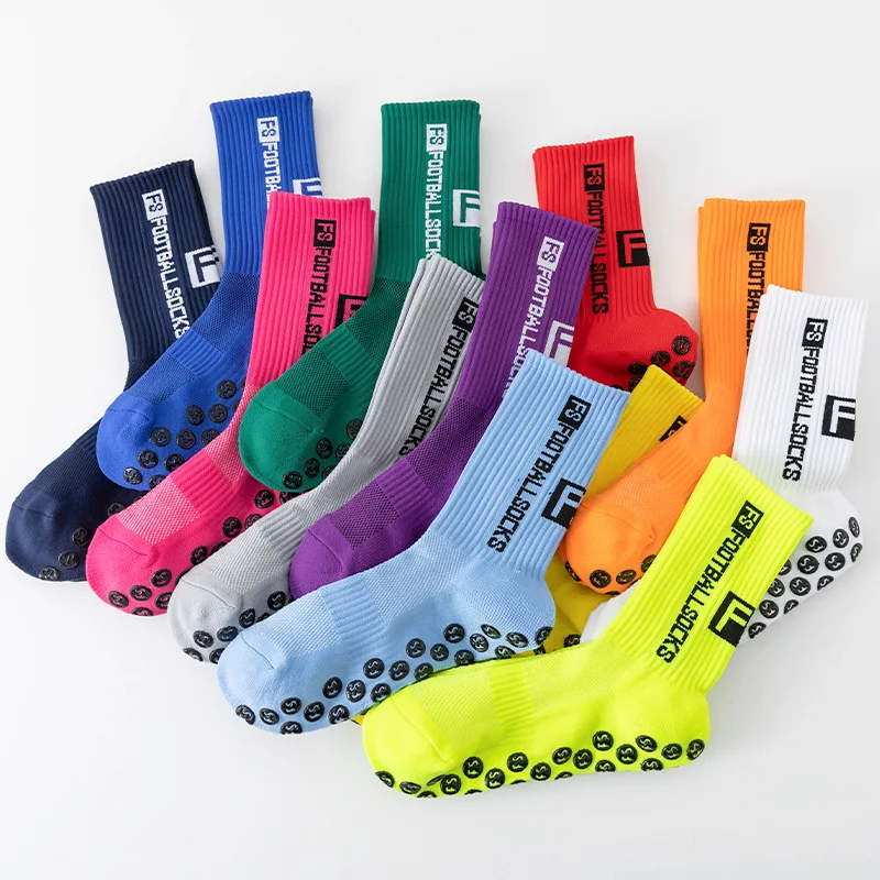 FS Football Socks Round Silicone Suction Cup Grip Anti Slip Soccer Socks Sports Men Baseball Rugby 4Pairs/Lot football socks