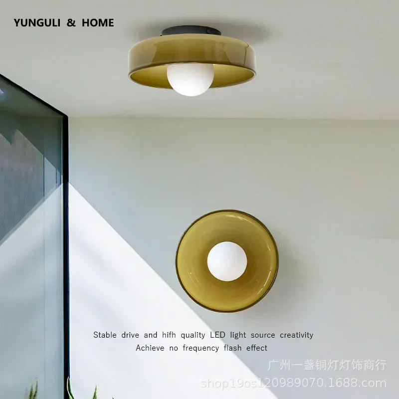 

Ceiling Light Cream Style Orange Aisle Corridor Simple Retro Glass Lamp Hallway Balcony Light