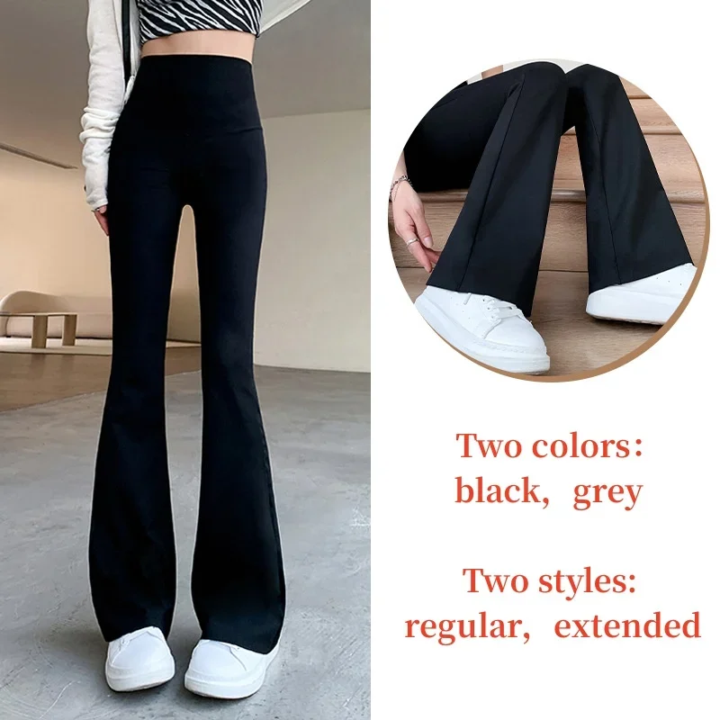 Women High Waist Flare Pants Winter Plush Warm Skinny Slimming Micro Horn Trousers Shark Pant Elegant Office Ladies Tights Y2k women pants