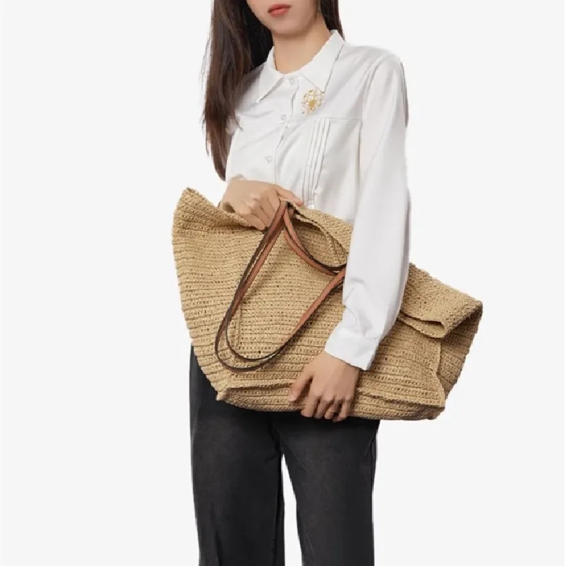 Women's Large Capacity Shoulder Bag Summer Straw Woven Basket Handbag Fashion Female Luxury Designer Beach Bag Bali Shopper Tote