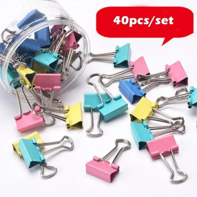 40 Pcs/set Colorful Metal File Clip Binder Clips Long Tail Clip Office School Stationery Supplies paper clip