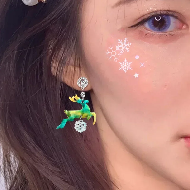 Mini Christmas Accessories Silicone Mold Snowflake Deer Earrings Pendant Drip Resin Molds for Wholesalers