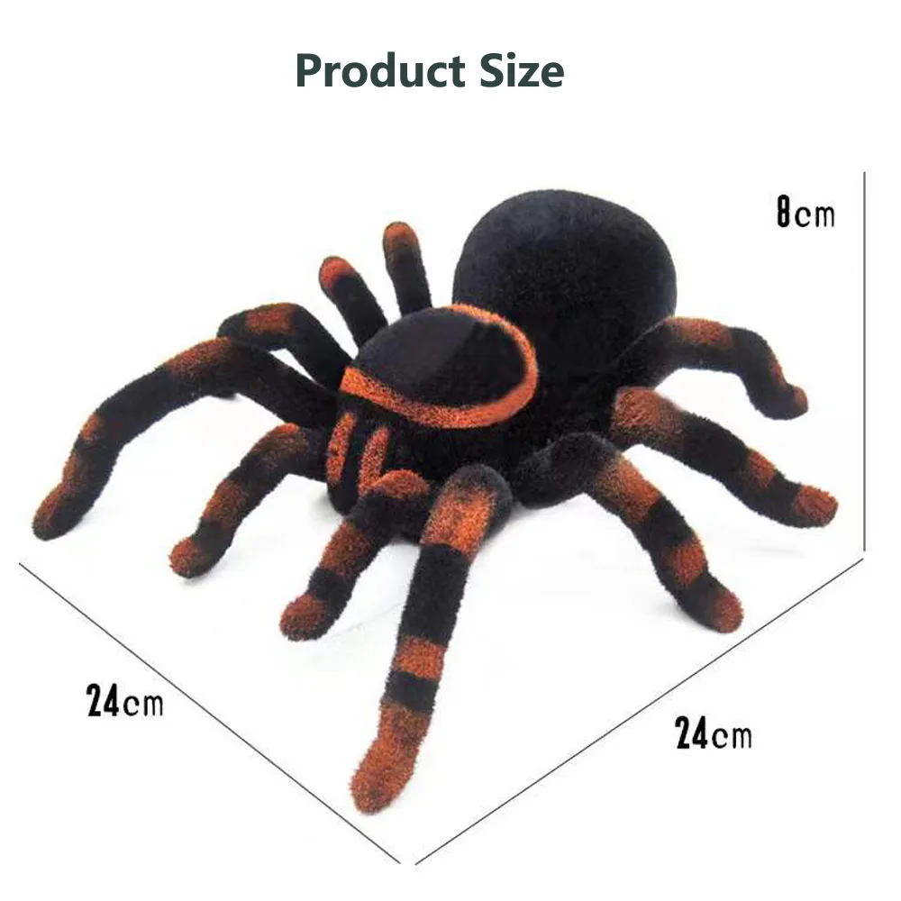 Large Fake Realistic Spider Insect Model Toy Remote Control Simulation tarantula Eyes Shine smart RC Tricky Prank Scary Toy Gift