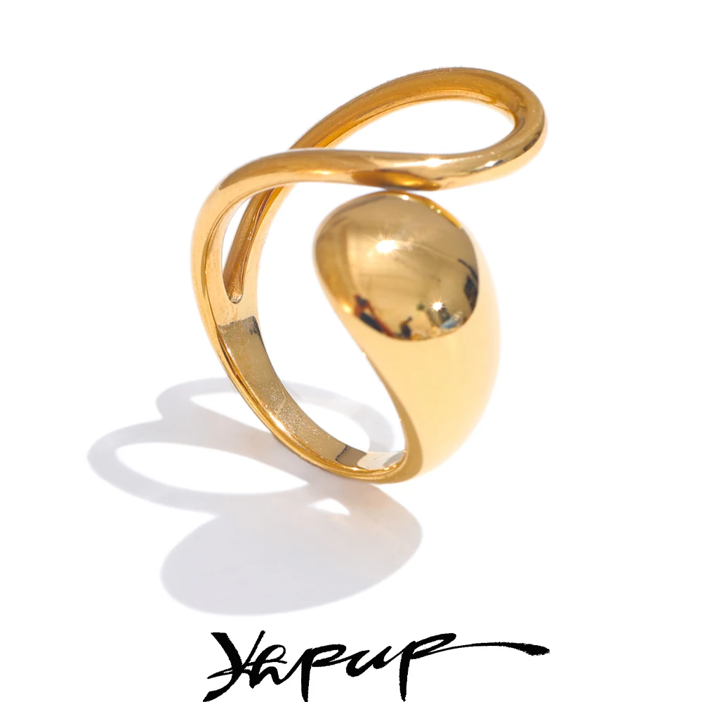 Yhpup Creative 316L Stainless Steel Geometric Fashion Open