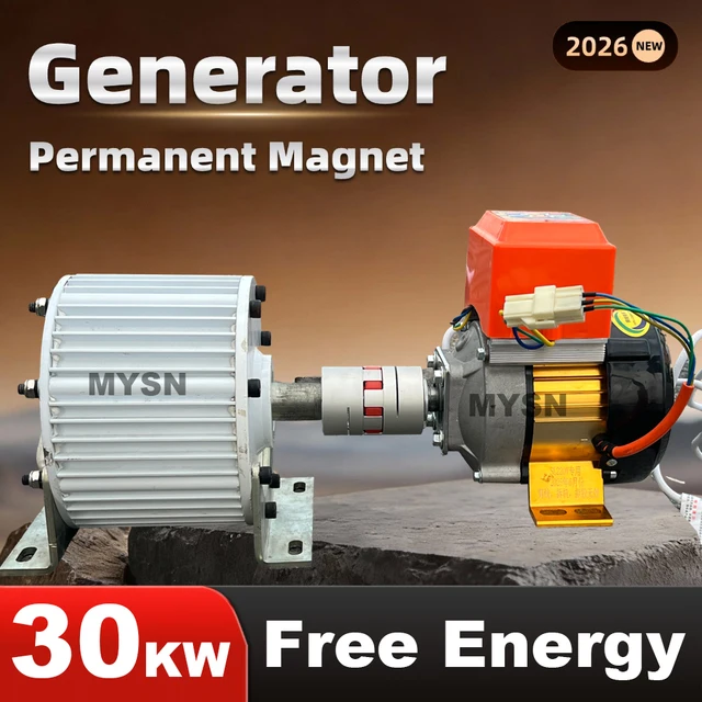 Générateur d'énergie gratuit 20kw 30kw, 220V 380V, générateur à aimant Permanent, alternateur 50Hz 60Hz avec moteur électrique à vitesse Variable 1