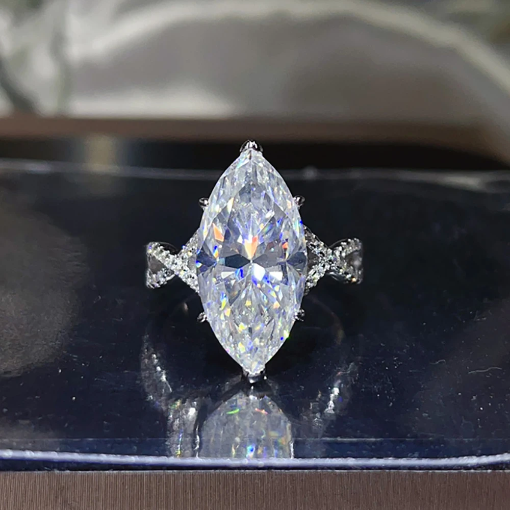 Serenity 10ct Marquise Big Moissanite Rings for Women Men Gift Sparkling Lab Diamond Wedding Rings Solid S925 Plated 18K Jewelry 8 Sf87c9dbc83914aaaba51a361490fec7br