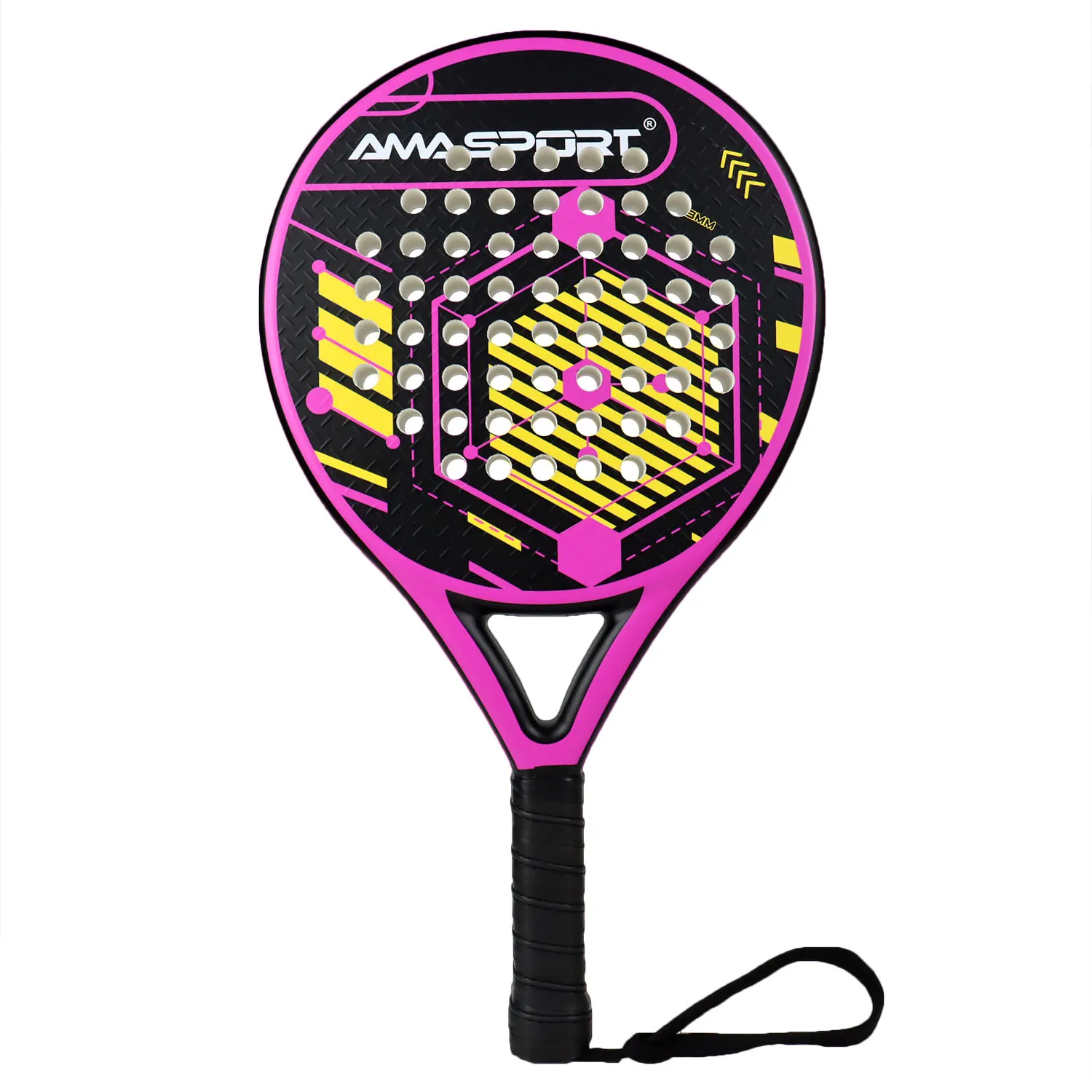 AMASPORT Padel Rackets Multiple Color Options Full Carbon Fiber Round Shape For Beginners With Soft EVA Padel Tennis Racquets