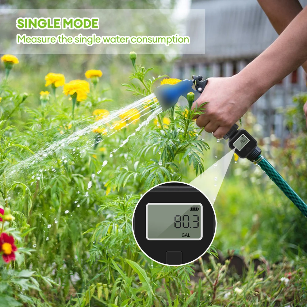 SGS05Garden Water FlowMeter Digital Display Water Consumption Tester FlowVelocity Detector Garden Plant Watering Accessory