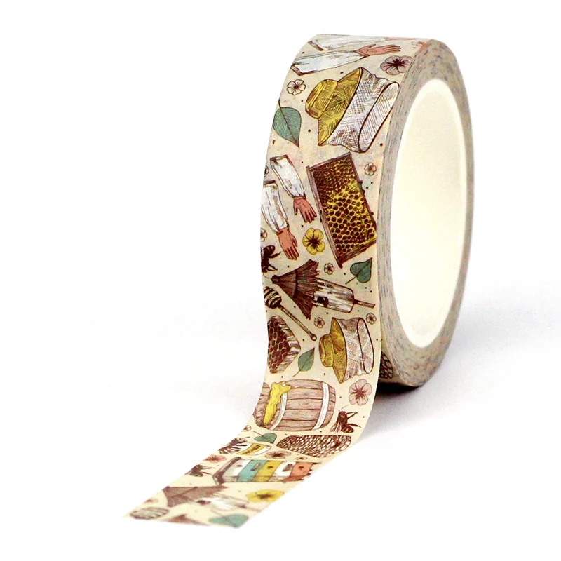 

2023 NEW 1PC 10M Decor Vintage Bees Hive Honey Washi Tape for Scrapbooking Planner Adhesive Masking Tape Cute Papeleria