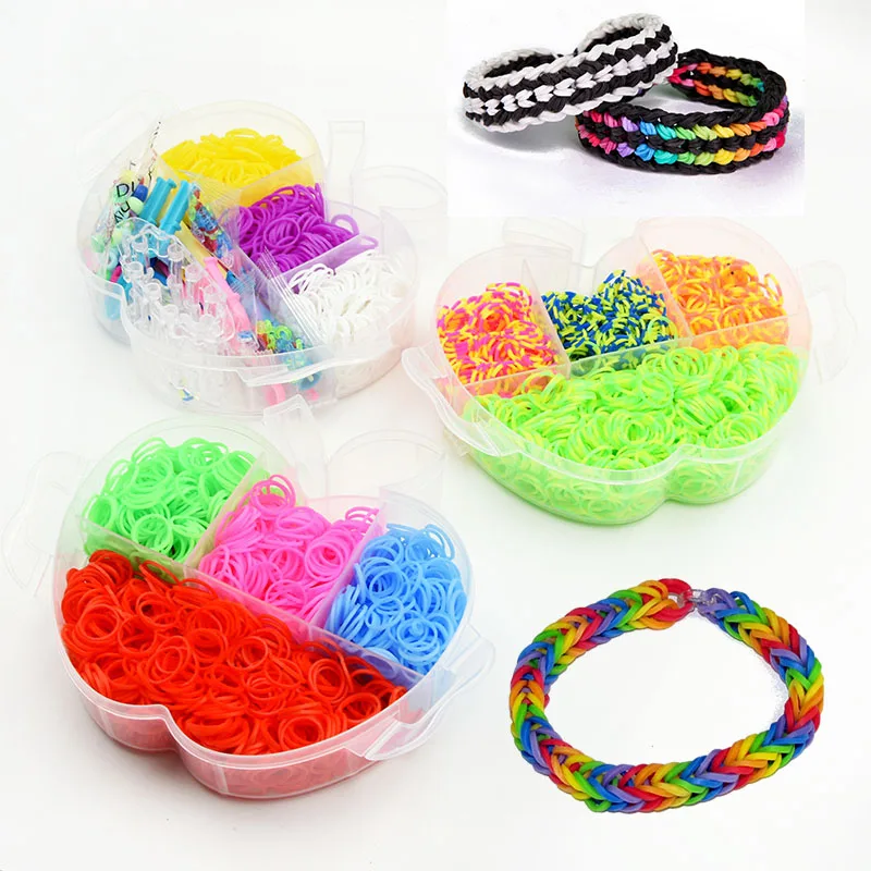 600/1500 Colored Rubber Band Bracelet Making Kit Rubber Band Filling Kit  Children Bracelet Knitting Kit