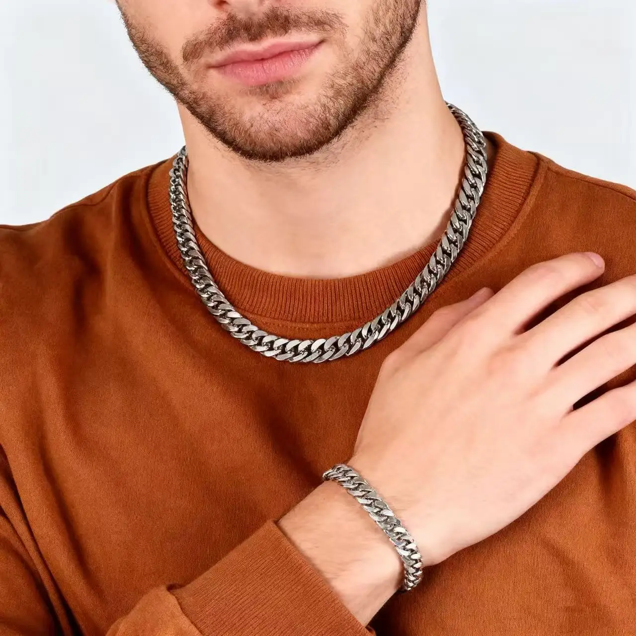 Brazalete Hexagonal 6 Mm Pulsera De Acero Inoxidable Para Hombre