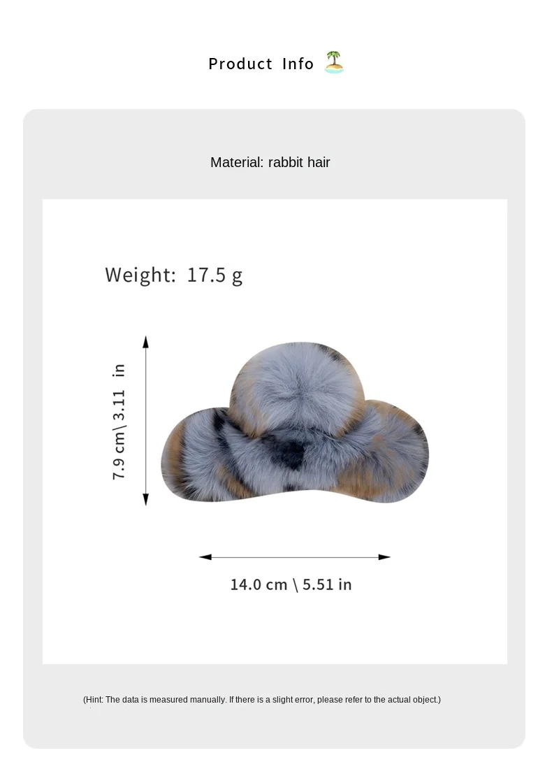 Luxury Large Plush Otter Rabbit Hair Claw Clip for Women, Elegant Fuzzy Chunky Hair Clip, Big Volume Bun Maker Shark Clip