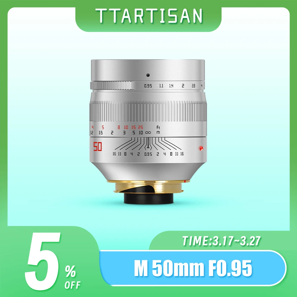 

TTArtisan 50 мм F0.95 Полнокадровый Объектив с большой диафрагмой для камер Leica M-Mount Leica M240 M3 M6 M7 M8 M9 M9p M10 объек