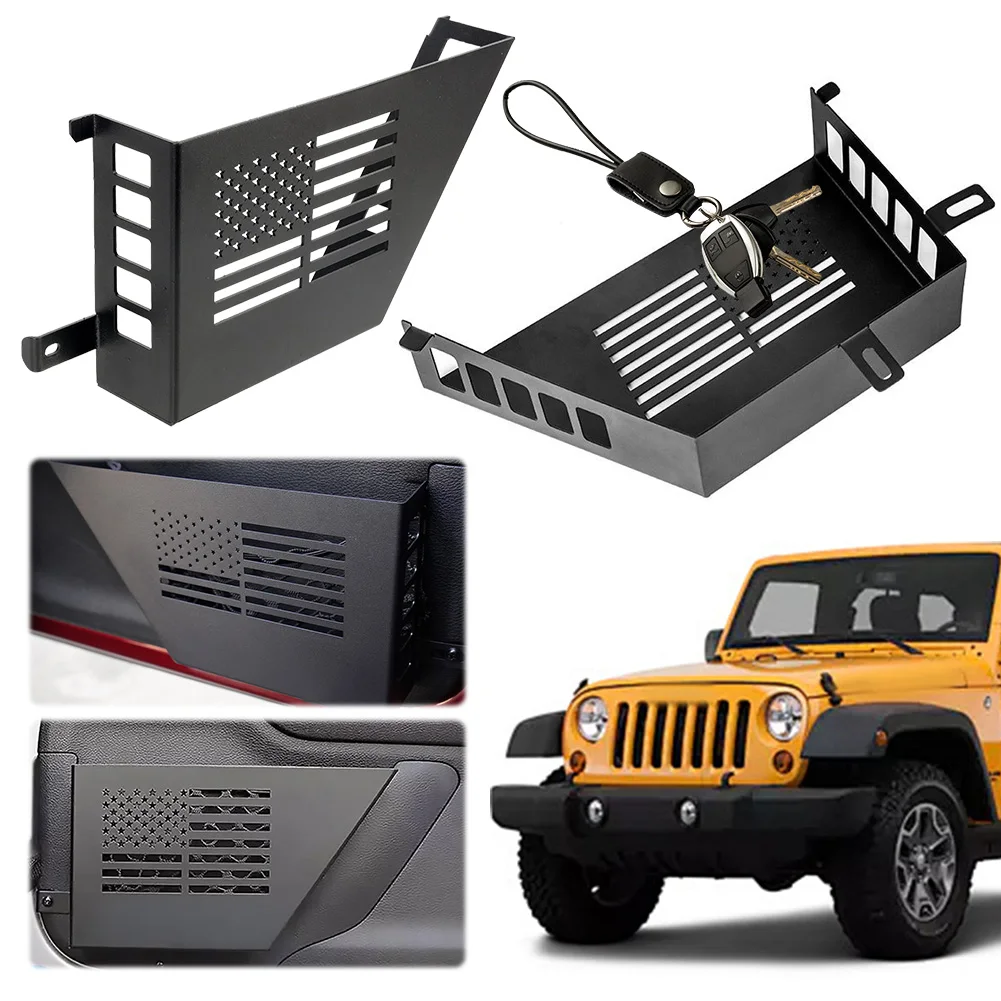 2Pcs Door Side Insert Organizer Wear Resist Door Storage Pockets Rust Proof Auto Organizer Bracket for 2007-2018 Jeep Wrangler