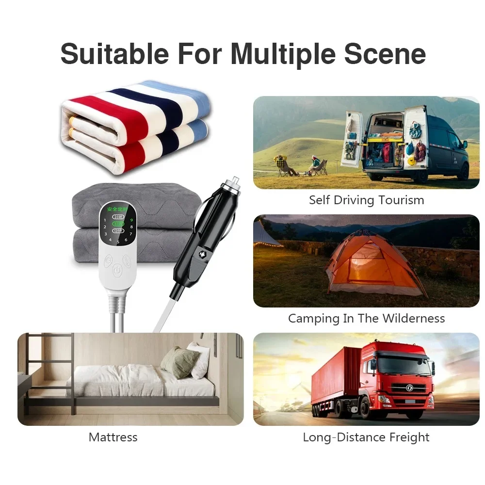 Car Electric Heated Blanket 12V Energy Saving 50x150cm/70x180cm/120x150cm Truck RVs Heating Mat Electric Heating Blanket