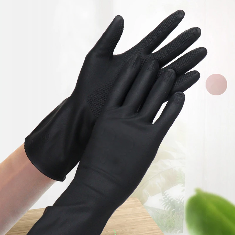 Cleaning Gloves Latex Cleaning Black Gloves Hair Dye Gloves Kitchen Garden Cleaning Waterproof Resistant Rubber