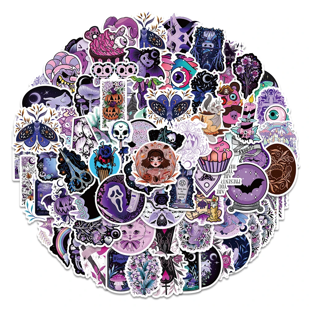50/100 Stück niedliche Cartoon Gothic böse Hexe Geist Aufkleber Gepäck Gitarre Kühlschrank Auto Roller Halloween Aufkleber Vinyl Aufkleber