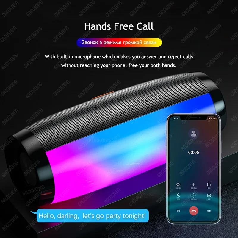 LED Bluetooth Speaker Portable FM Radio Wireless Bass Subwoofer Music Player Boombox USB AUX TF Caixa De Som Portatil