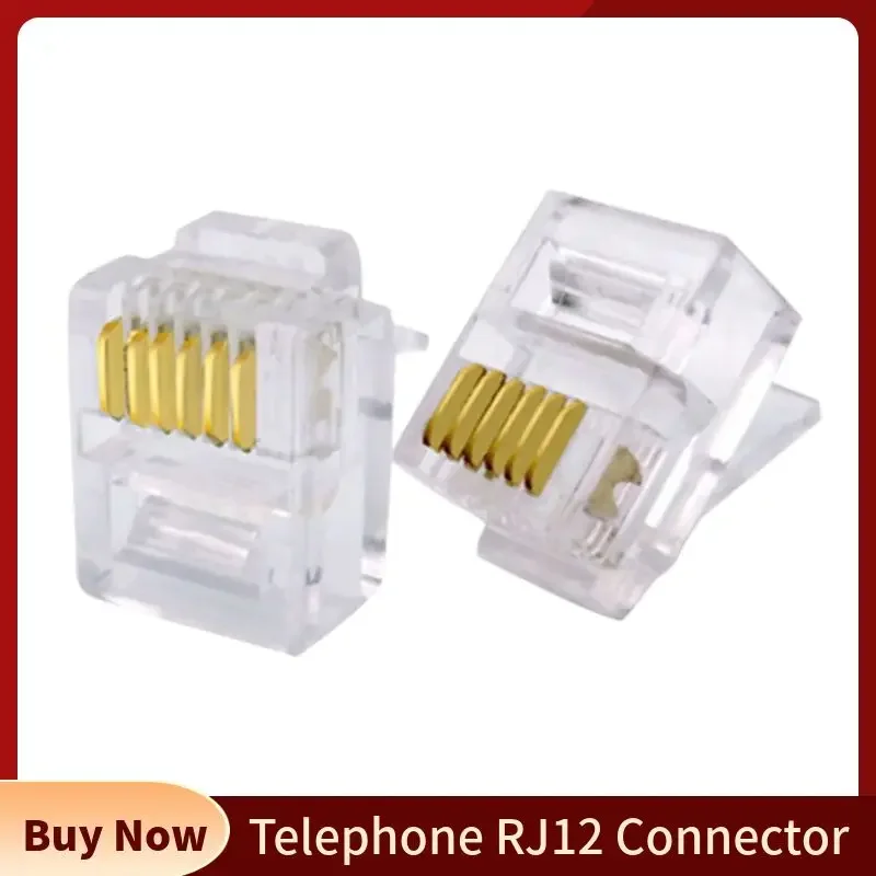 Plugue de Cabo de Telefone Modular Banhado a Ouro Rede Crimp Conector Rj12 6p6c Plugues de Cristal Conectores de Telefone por Atacado