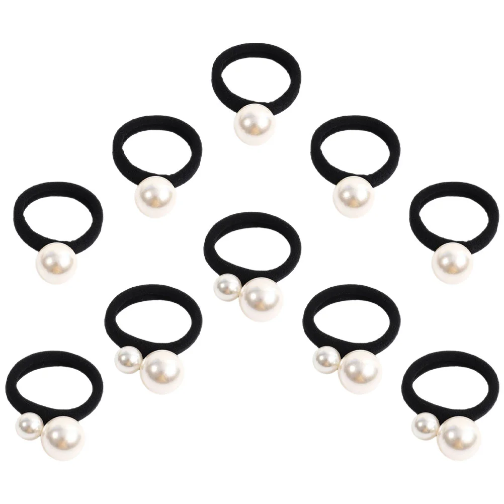 

10 pcs Elastic Hair Ties with Pearl Ponytail Holder Decorative Hair Ties Women Hair Ties
