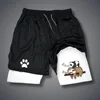 Men Gym Casual Shorts 2 in 1 Performance Shorts Monkey Print Quick Dry Double-deck Running Workout Fitness Jogging Short Pants 4