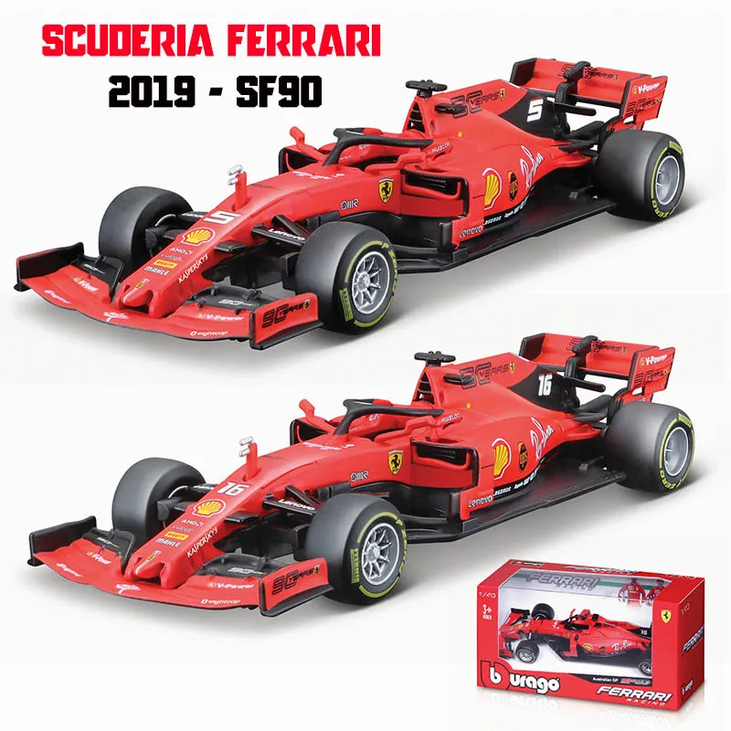 Bburago 1:43 2019 Ferrari F1 SF90 #16 Charles Leclerc #5 Sebastian Vettel Alloy car die-casting car model toy collection gift 1 43 scale 2019 sf90 racing no 5 sebastian vettel no 16 charles leclerc australian gp bburago diecasts