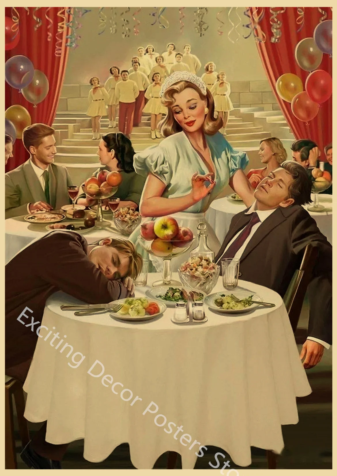 Vintage Soviet Era Pin-Up Girls Propaganda Poster Wall Art Decoration